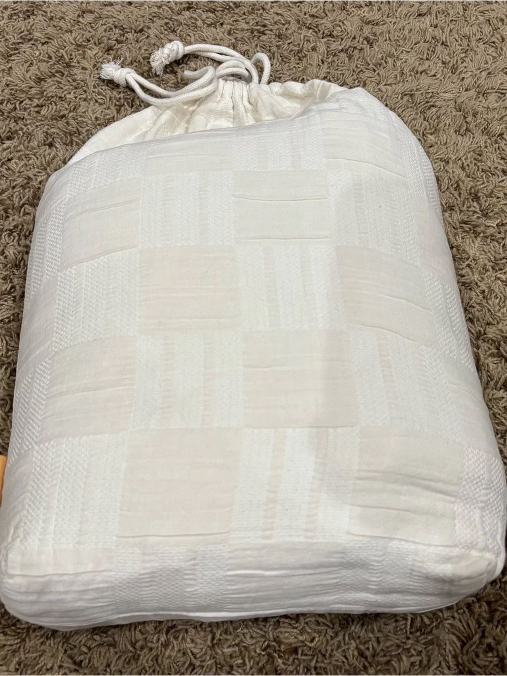 Quince Twin Checkered Matelasse Cotton Duvet Cover Set